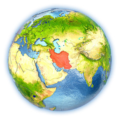 Image showing Iran on isolated globe