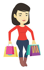 Image showing Happy woman with shopping bags vector illustration