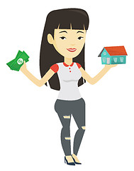 Image showing Woman buying house thanks to loan.