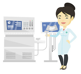 Image showing Asian ultrasound doctor vector illustration.