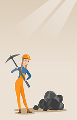 Image showing Miner working with pickaxe vector illustration.