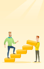 Image showing Businessman running upstairs vector illustration.