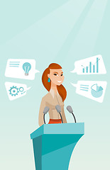 Image showing Business woman giving speech at business seminar.