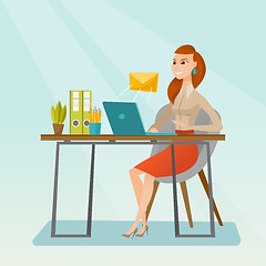 Image showing Business woman receiving or sending email.