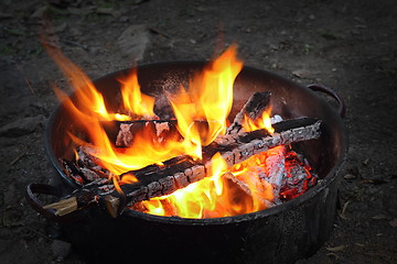 Image showing outdoor fire in a pot