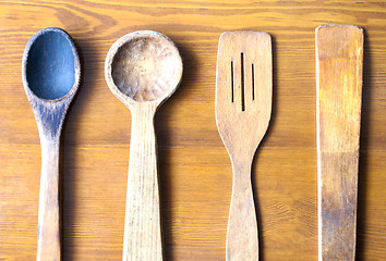 Image showing old wooden kitchen accessories