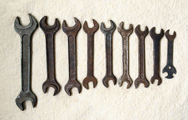 Image showing rusty old wrenches