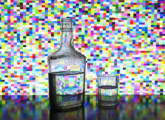 Image showing transparent glass bottle filled with vodka