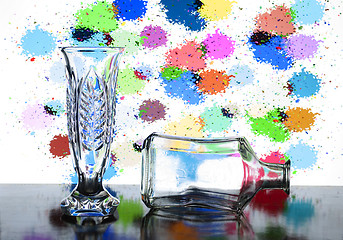 Image showing transparent glass vase and bottle