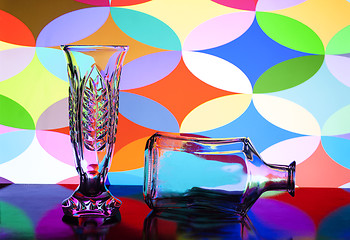 Image showing glass transparent vase and bottle