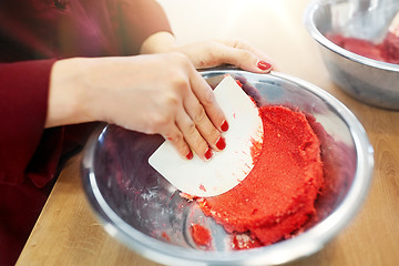 Image showing chef making macaron batter at confectionery