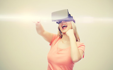 Image showing woman in virtual reality headset or 3d glasses