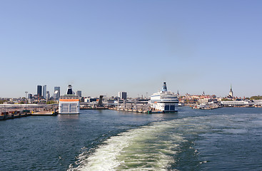 Image showing On board a ferry leaving Port of Tallinn