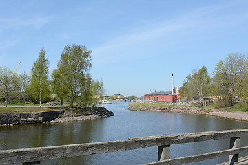 Image showing View from footbridge of Suomenlinna shipyard