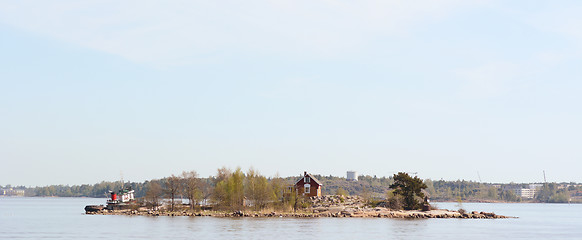 Image showing Boat moored on Katajanokanluoto island near Helsinki