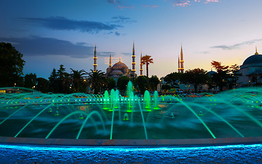 Image showing Blue Mosque at evening in Istanbul