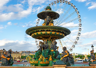 Image showing Fountain and ferris wheel in Paris