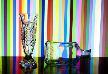 Image showing glass bottle and vase