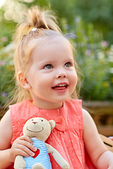 Image showing portrait of happy beautiful little girl outdoors