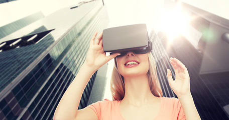 Image showing woman in virtual reality headset or 3d glasses