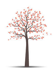 Image showing Autumn tree with falling leaves