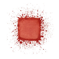 Image showing Red watercolor square