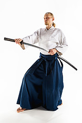 Image showing The young man are training Aikido at studio