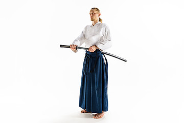 Image showing The young man are training Aikido at studio