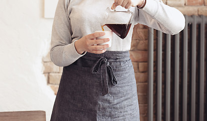 Image showing Barista, cafe, making coffee, preparation and service concept