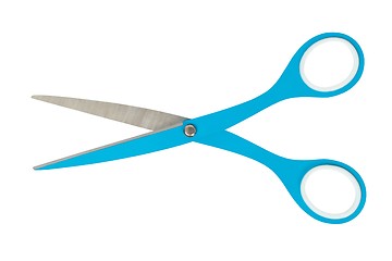 Image showing Blue scissors on white