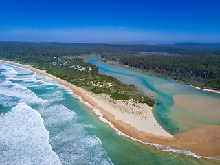 Image showing Durras Lake Inlet and Durras Beach