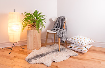 Image showing Room with cozy light decorated in Scandinavian style