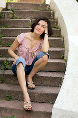 Image showing woman on a staircase