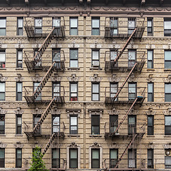 Image showing A fire escape of an apartment building in New York city