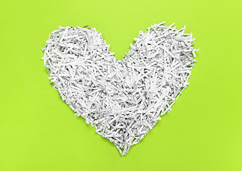 Image showing Heart made of recycled shredded paper