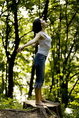 Image showing woman preparing to fly