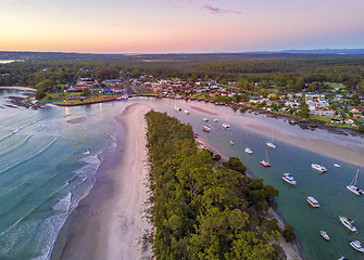 Image showing Morning light on the beach spit low tide