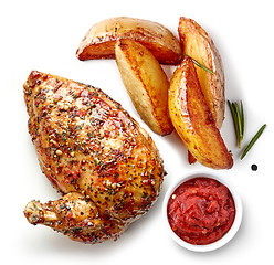Image showing roasted chicken and potatoes
