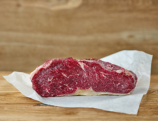 Image showing raw strip loin steak 