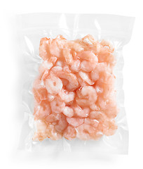 Image showing vacuum package of frozen prawns