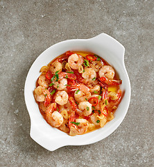 Image showing spicy garlic prawns