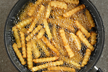 Image showing frying potatoes in pan with oil