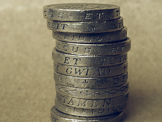 Image showing Vintage Pound coins pile