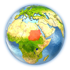 Image showing Sudan on isolated globe