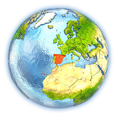 Image showing Spain on isolated globe