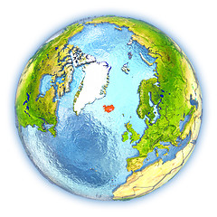 Image showing Iceland on isolated globe