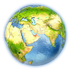 Image showing United Arab Emirates on isolated globe