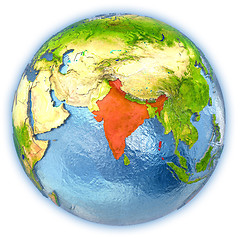 Image showing India on isolated globe