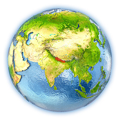 Image showing Nepal on isolated globe