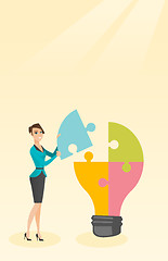 Image showing Student with idea lightbulb vector illustration.